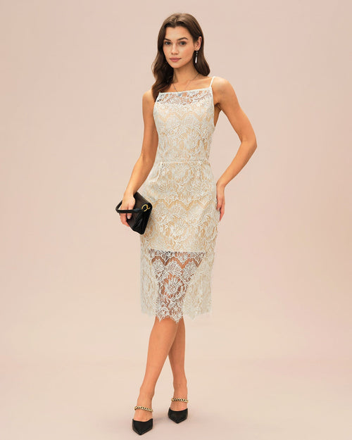 Off White Floral Textured Midi Dress