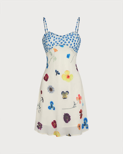 Apricot Floral A-Line Slip Mini Dress