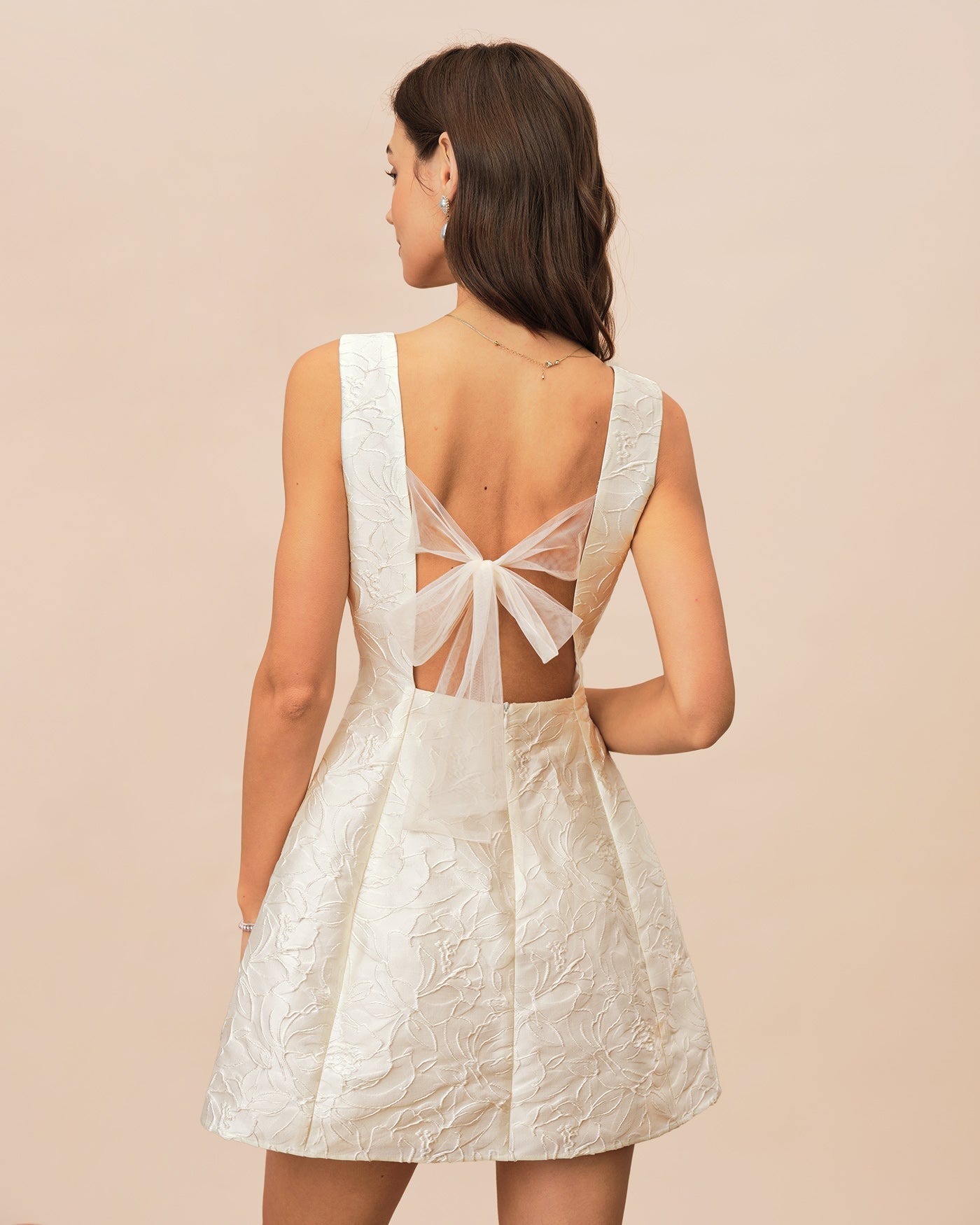 White Jacquard Mini Dress