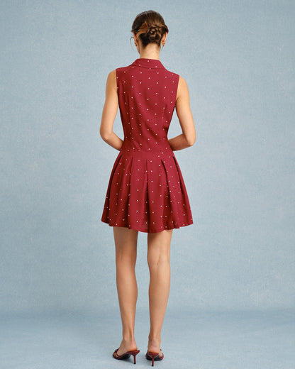 Red Collar Polka Dot Mini Dress
