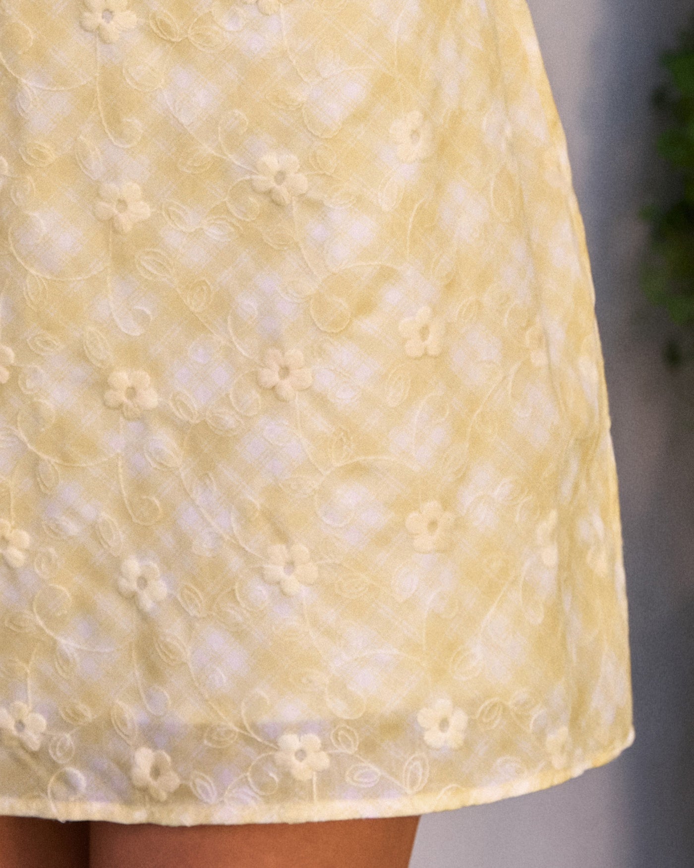 Yellow Plaid Ruffle Sleeveless Mini Dress