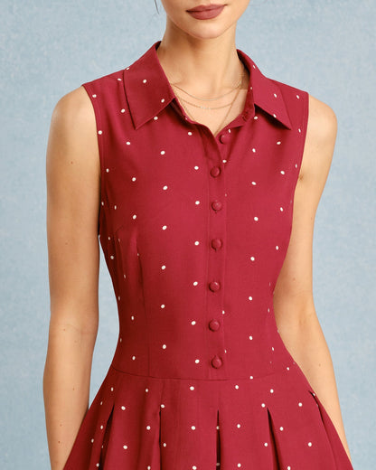 Red Collar Polka Dot Mini Dress