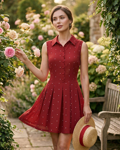 Red Collar Polka Dot Mini Dress