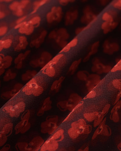 Red Boat Neck Floral Mini Dress