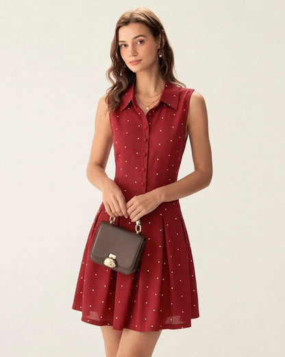 Red Collar Polka Dot Mini Dress