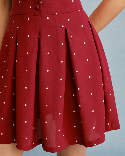 Red Collar Polka Dot Mini Dress
