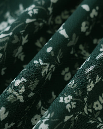 Green Square Neck Floral Mini Dress