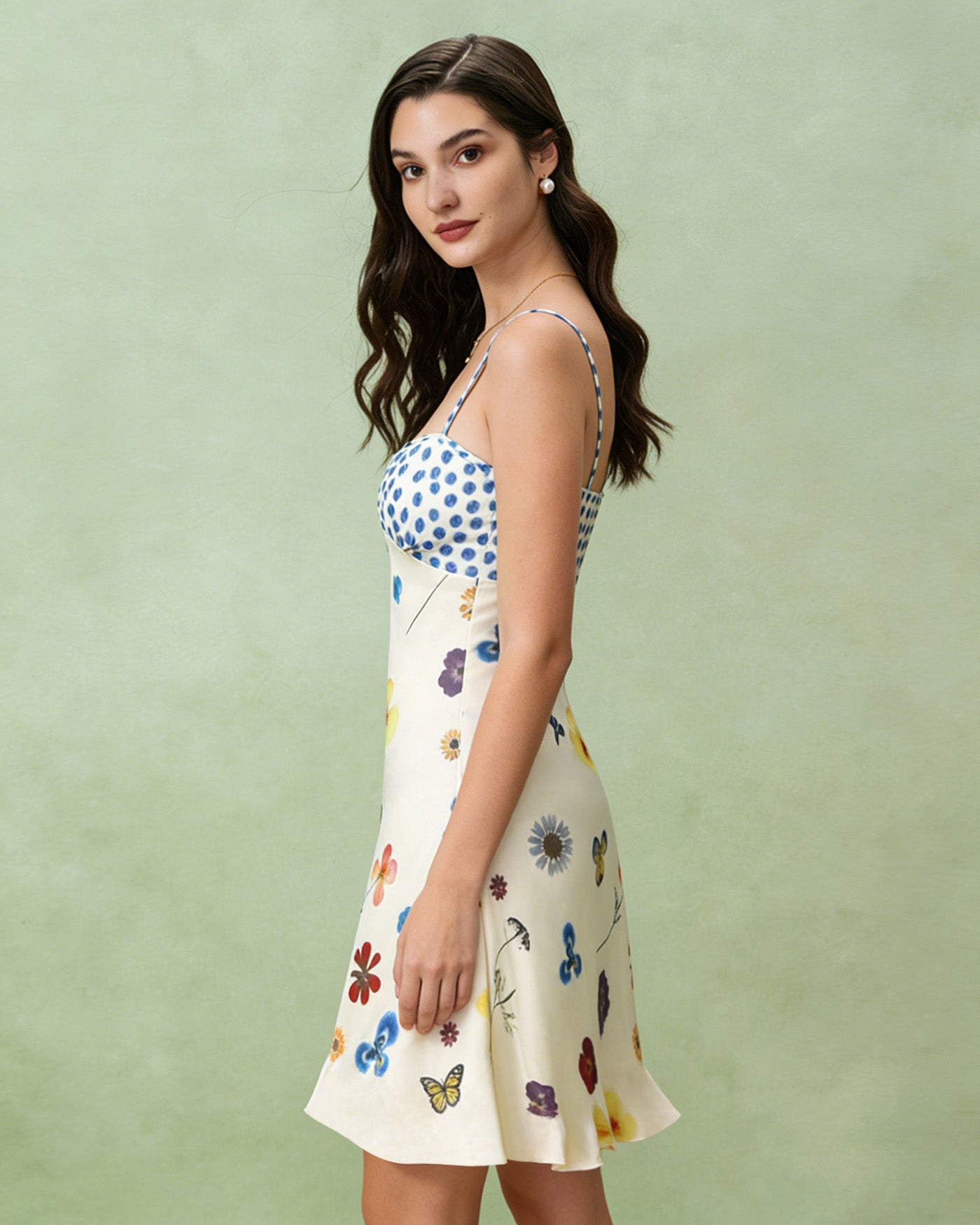 Apricot Floral A-Line Slip Mini Dress
