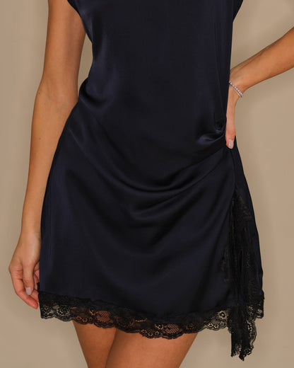 Blue Turtle Lace Mini Dress