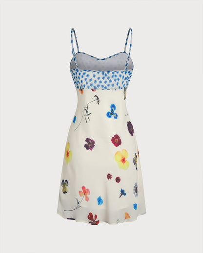 Apricot Floral A-Line Slip Mini Dress