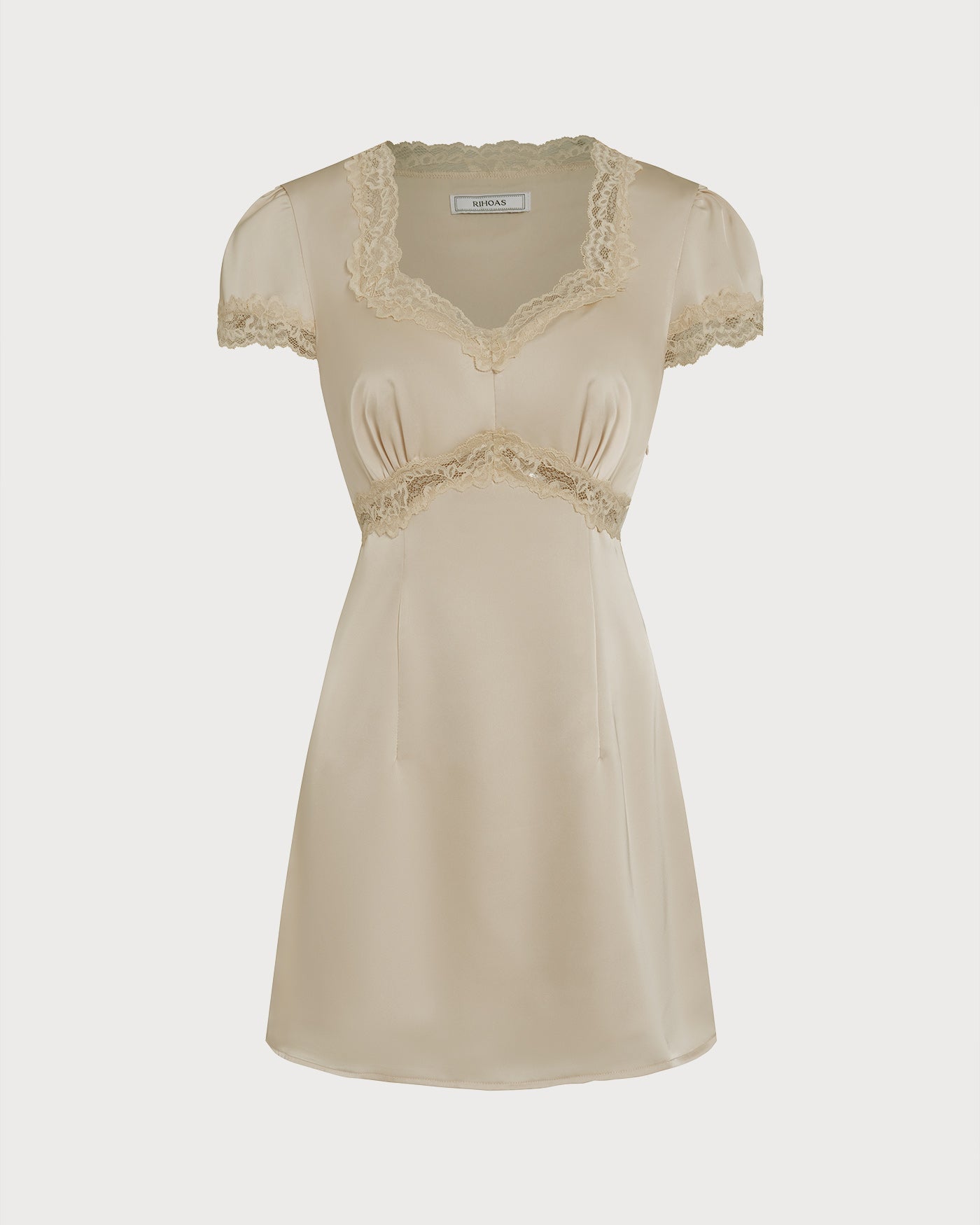 Apricot Square Neck Lace Mini Dress