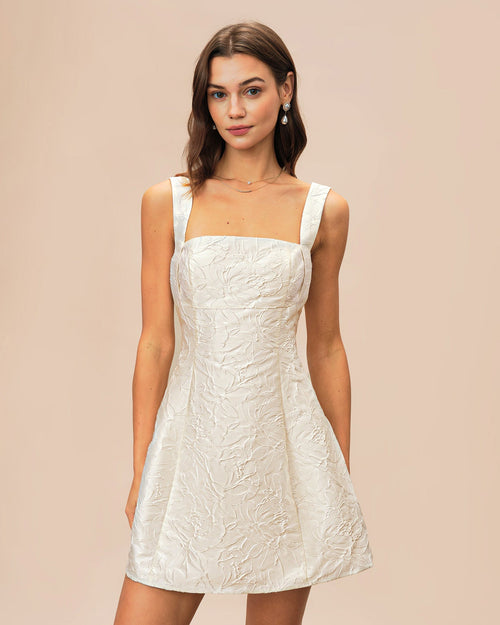 White Jacquard Mini Dress