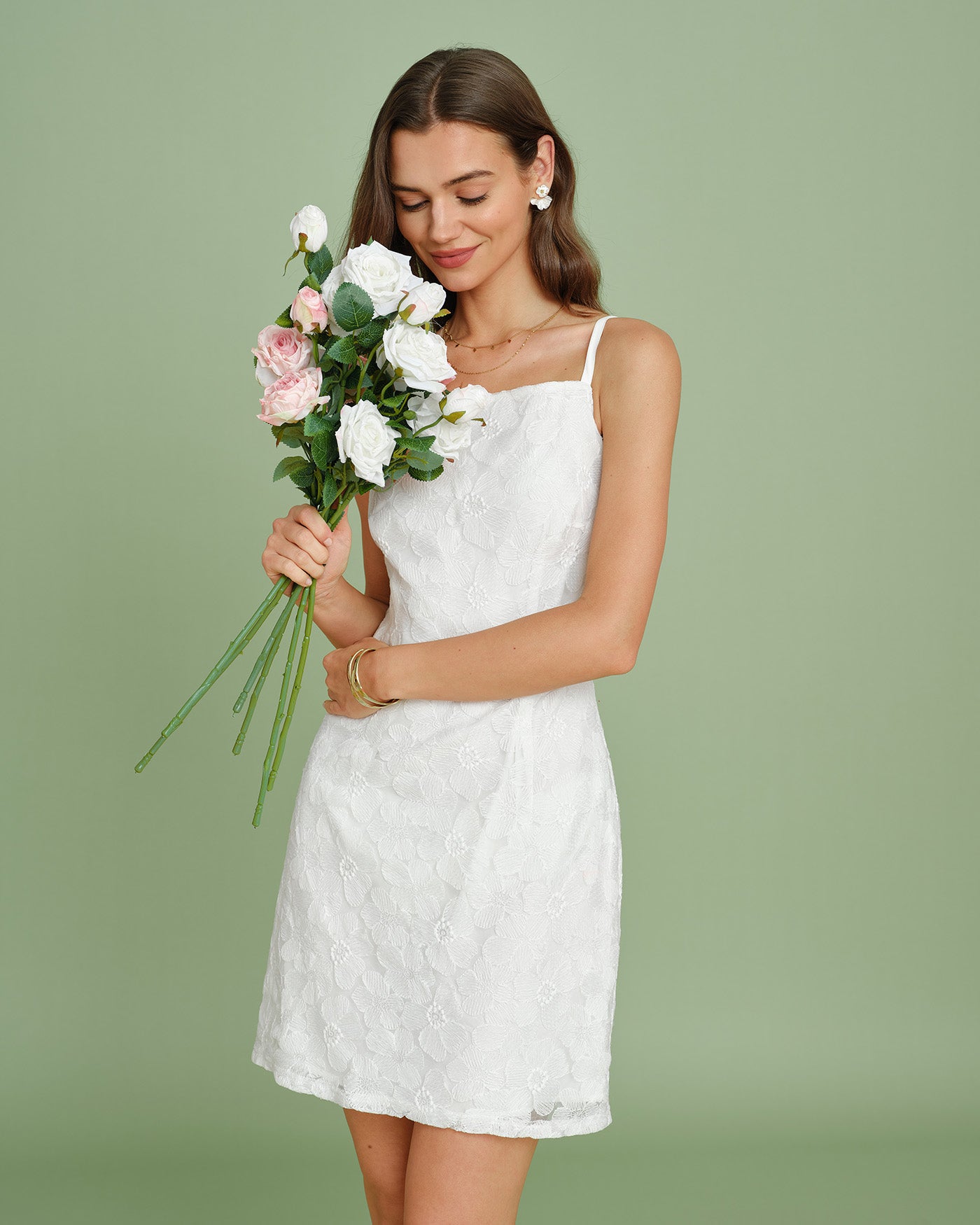 White Textured Slip Mini Dress