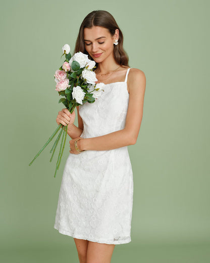 White Textured Slip Mini Dress