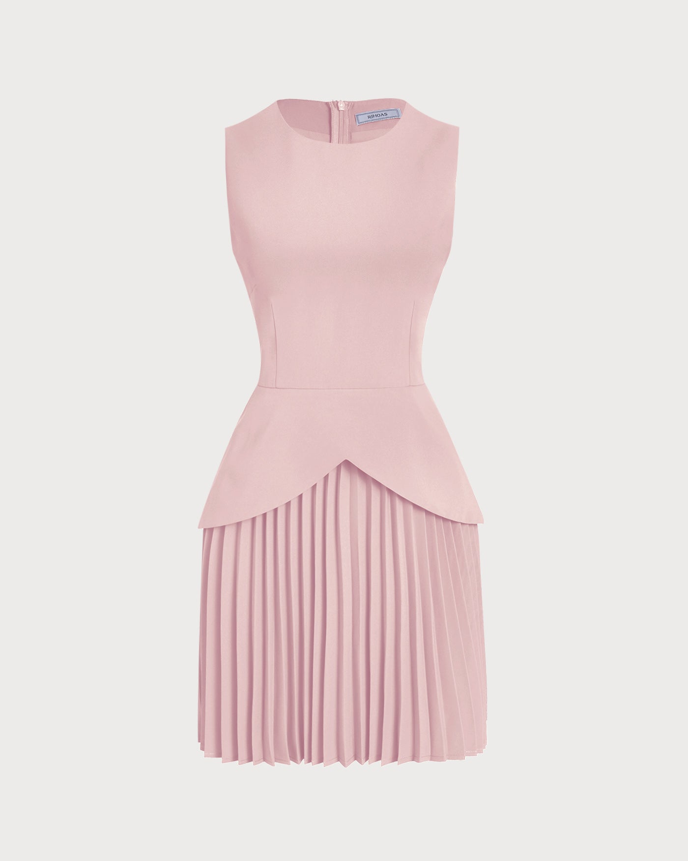 Pink Round Neck Skater Mini Dress