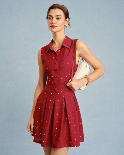 Red Collar Polka Dot Mini Dress