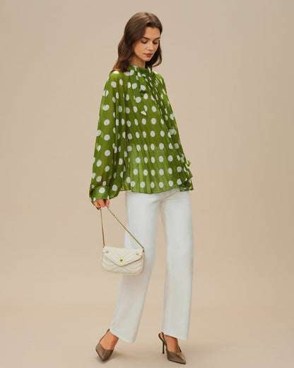 Green Lantern Sleeve Polka Dot Shirt