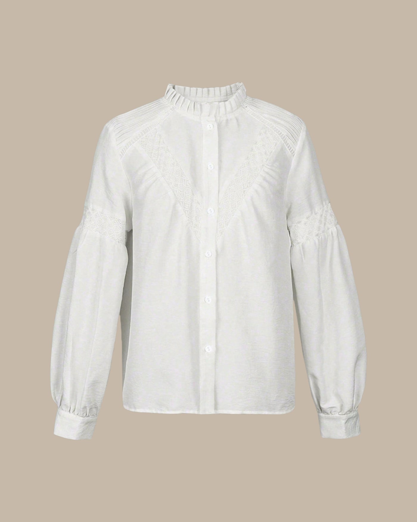 White Button Ruffled Shirt