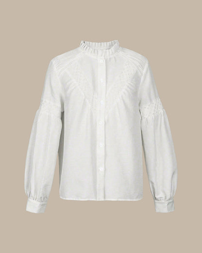 White Button Ruffled Shirt