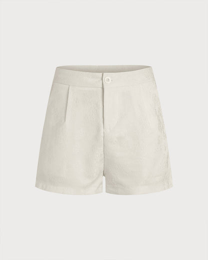 Apricot Jacquard Pockets Shorts