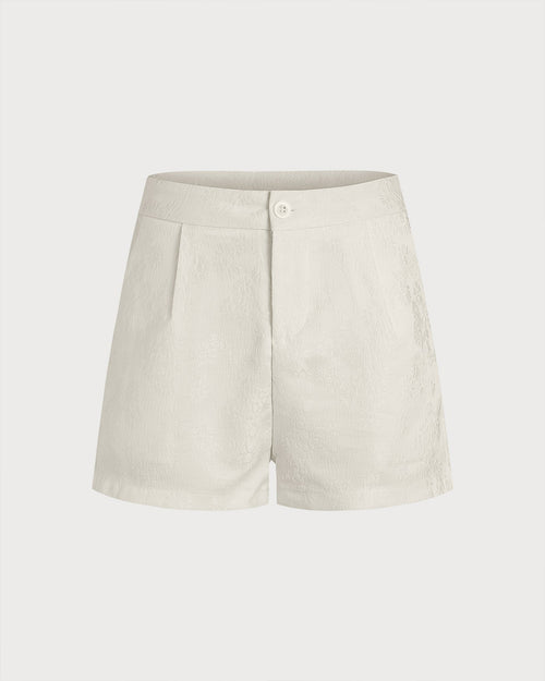 Apricot Jacquard Pockets Shorts