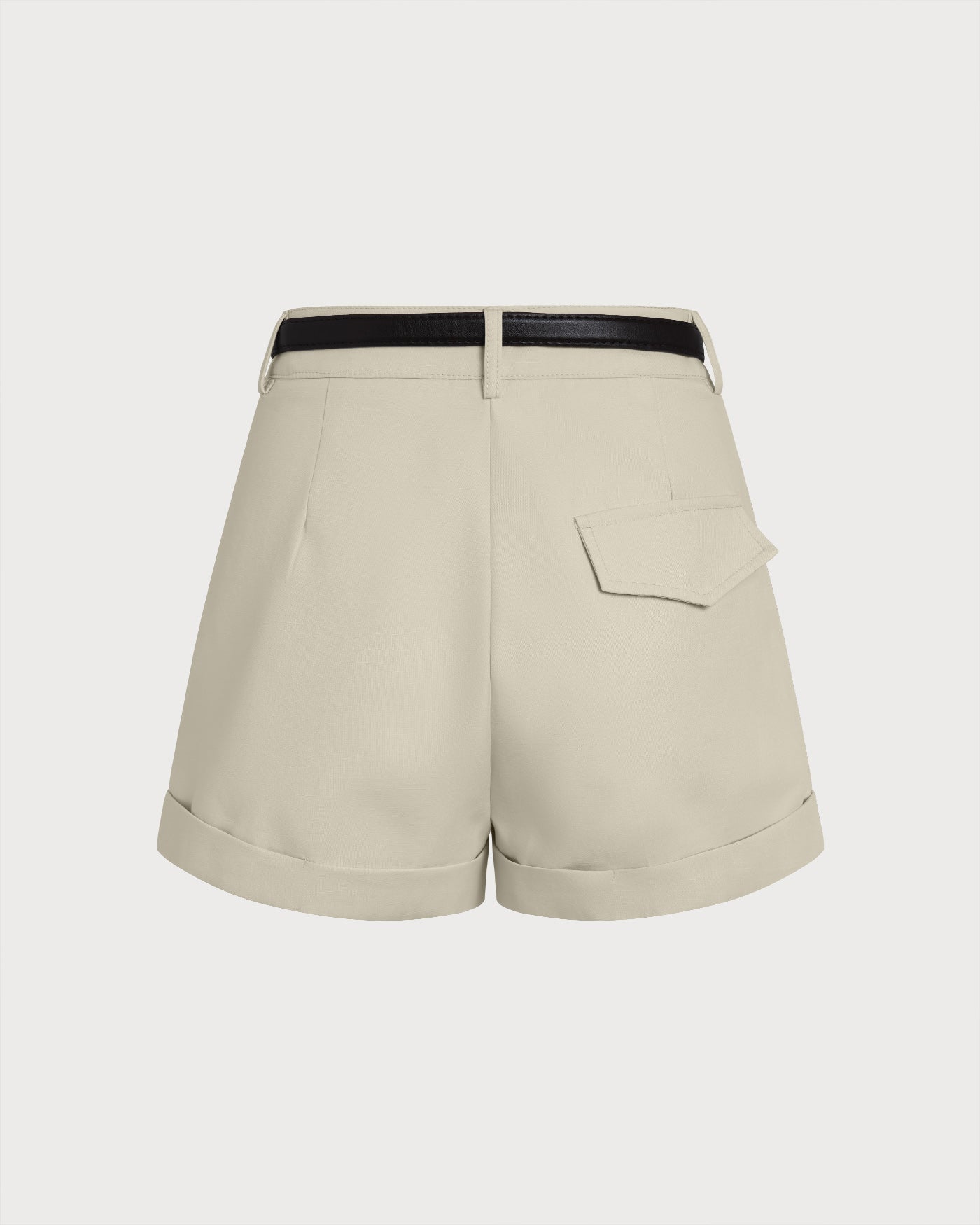 Grey Belt Zipper Shorts