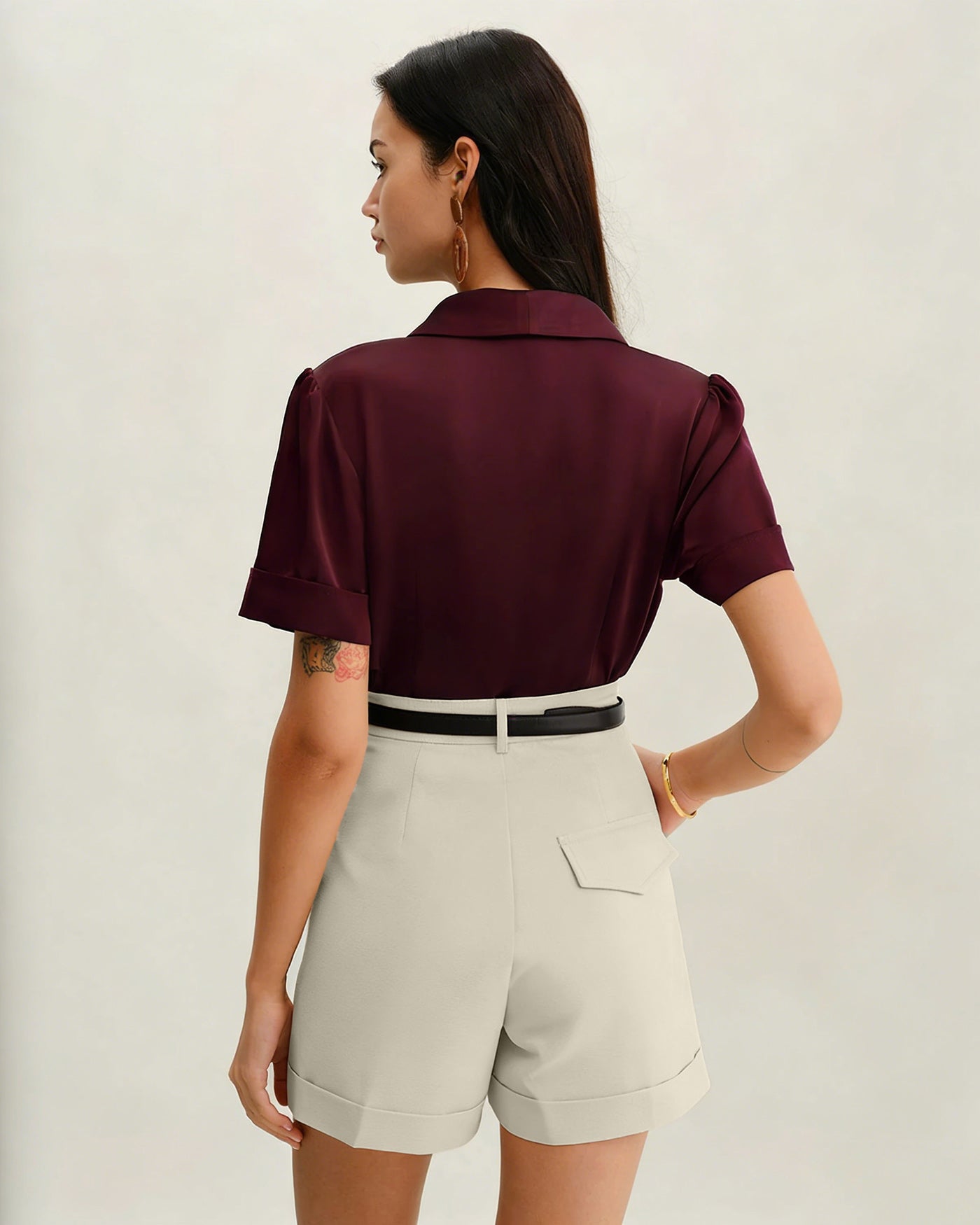 Grey Belt Zipper Shorts