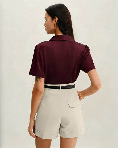 Grey Belt Zipper Shorts