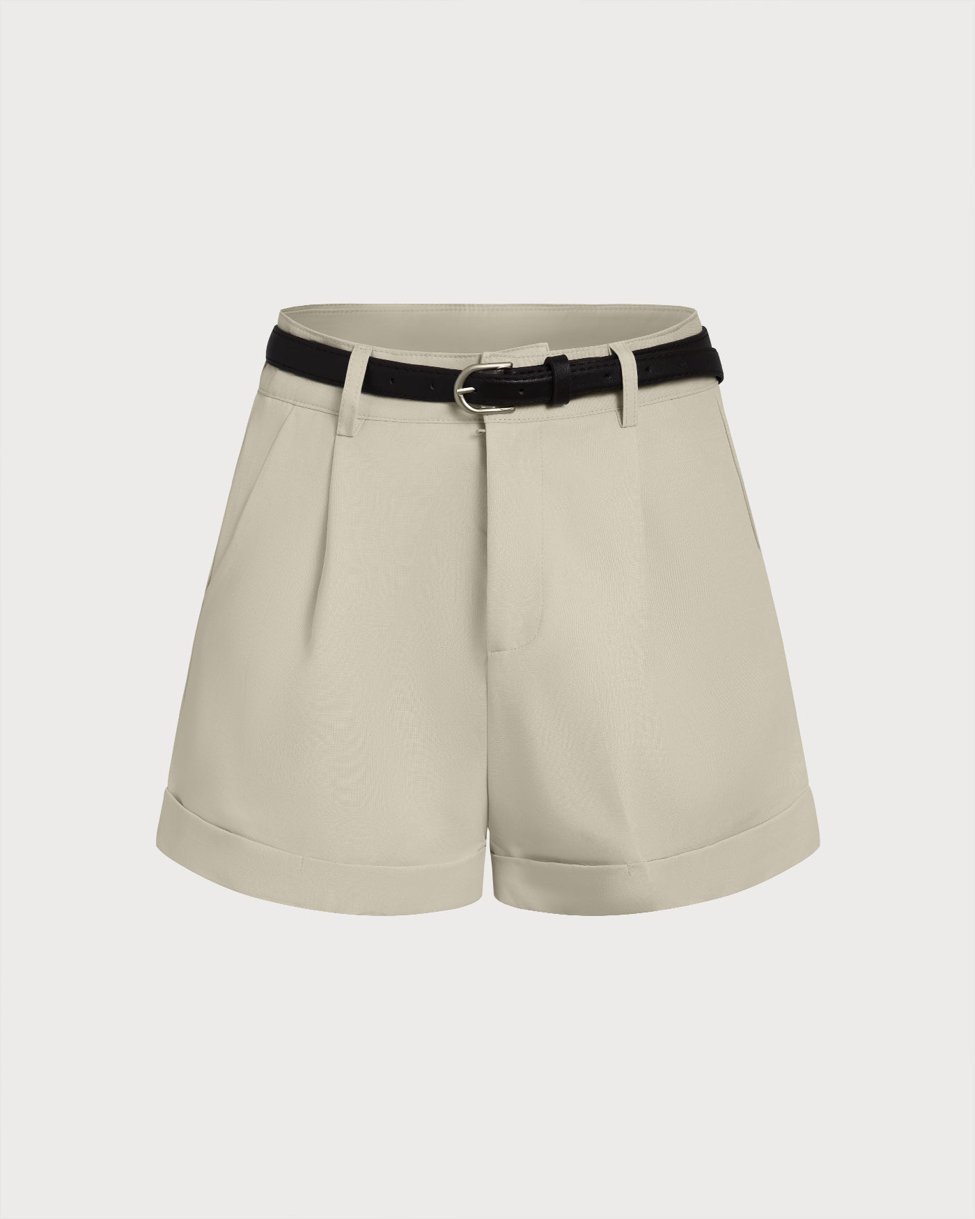 Grey Belt Zipper Shorts