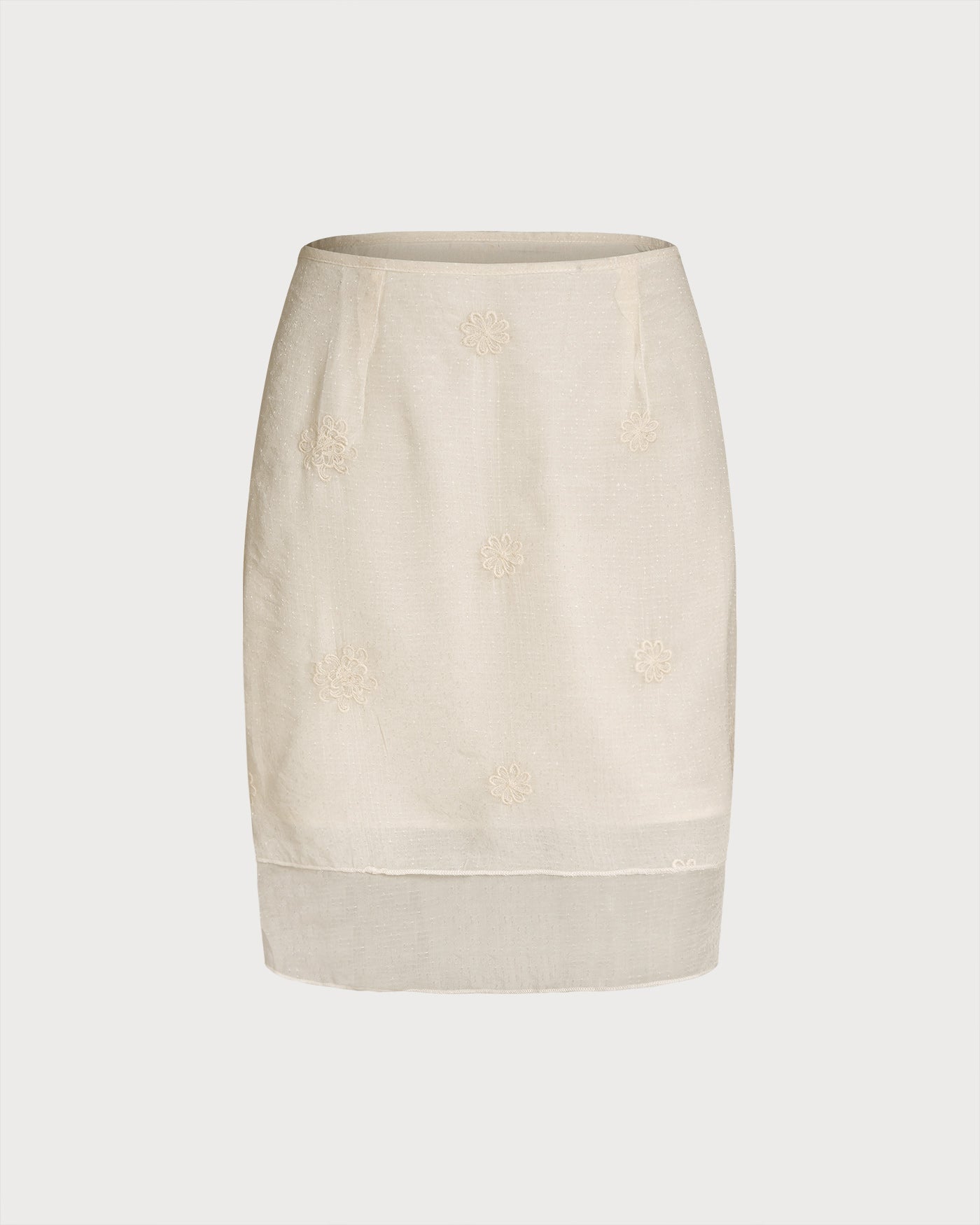 Apricot Floral Textured Skirt