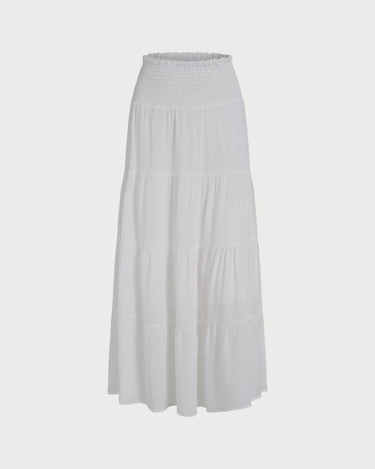White Midi Flared Skirt