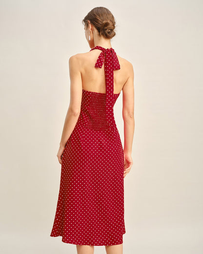 Red Polka Dot Mermaid Midi Skirt
