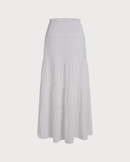 White Midi Flared Skirt