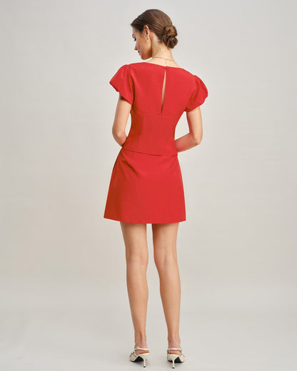 Red Pockets A-Line Mini Skirt