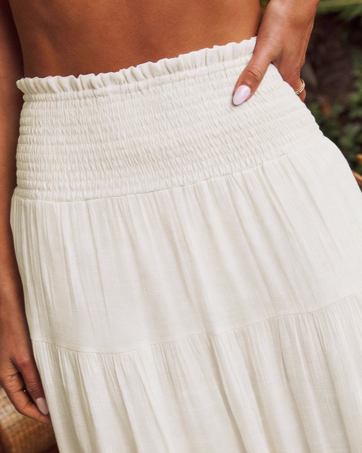 White Midi Flared Skirt