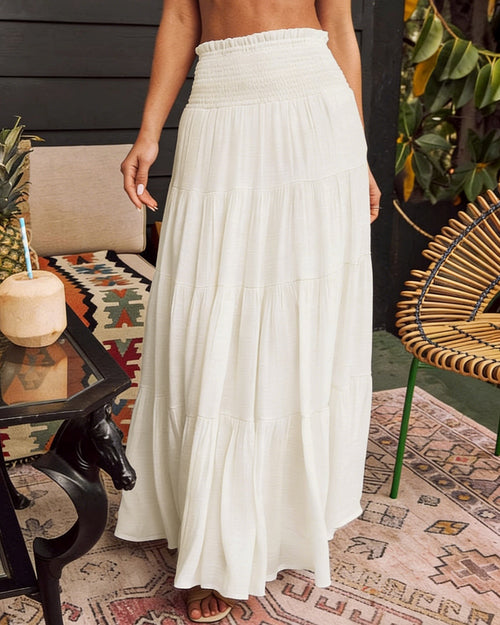 White Midi Flared Skirt