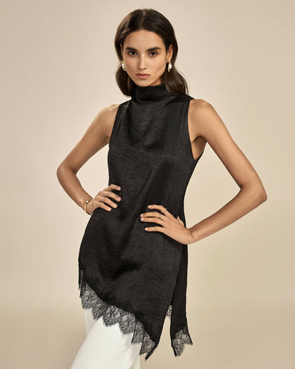 Black Lace Turtle Tank Top