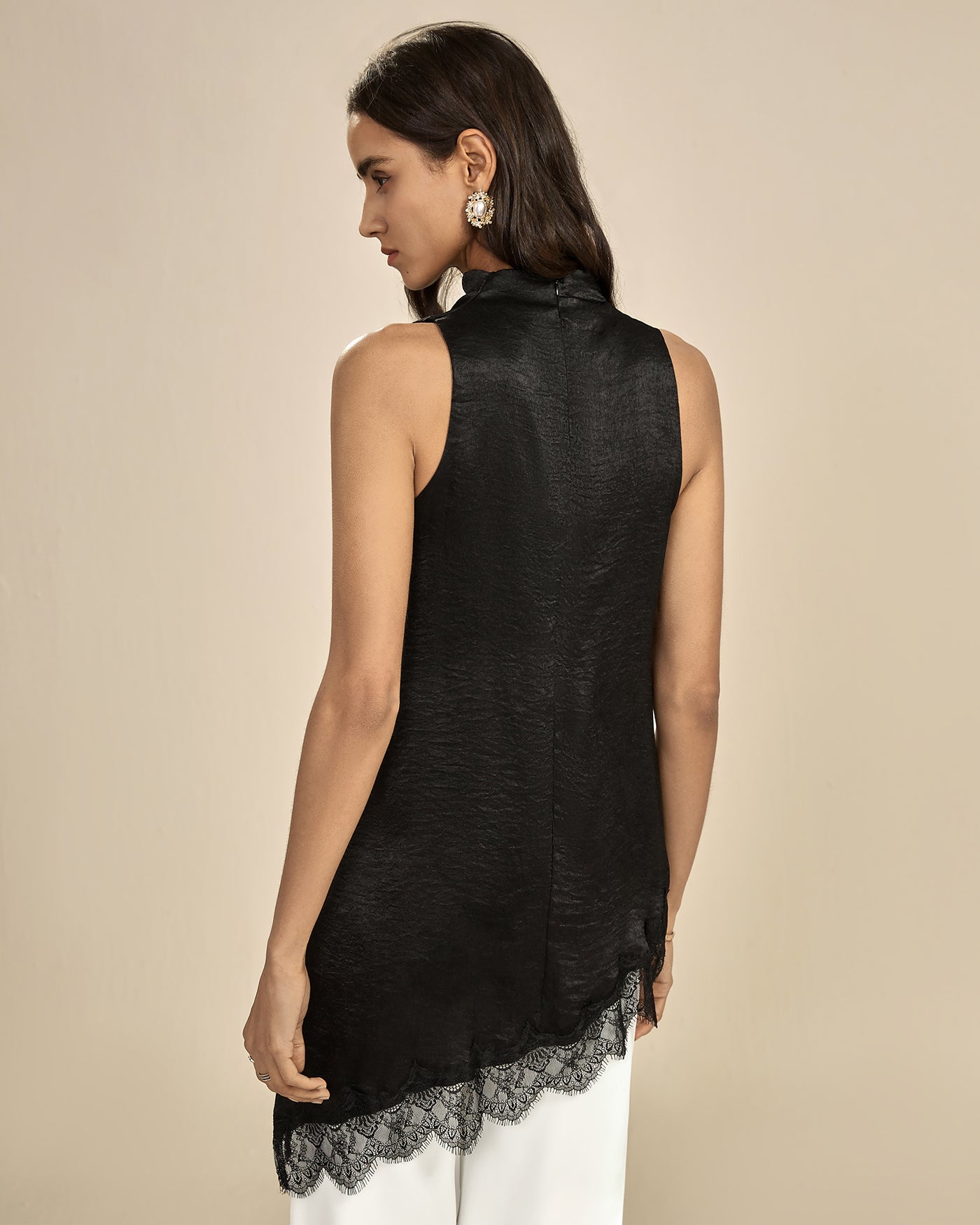 Black Lace Turtle Tank Top