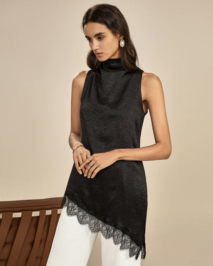 Black Lace Turtle Tank Top