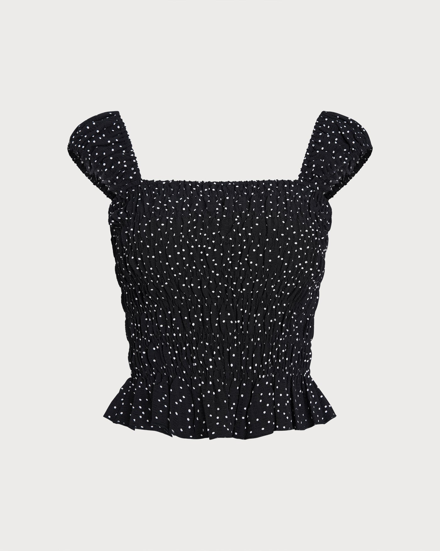 Black Square Neck Polka Dot Tank Top