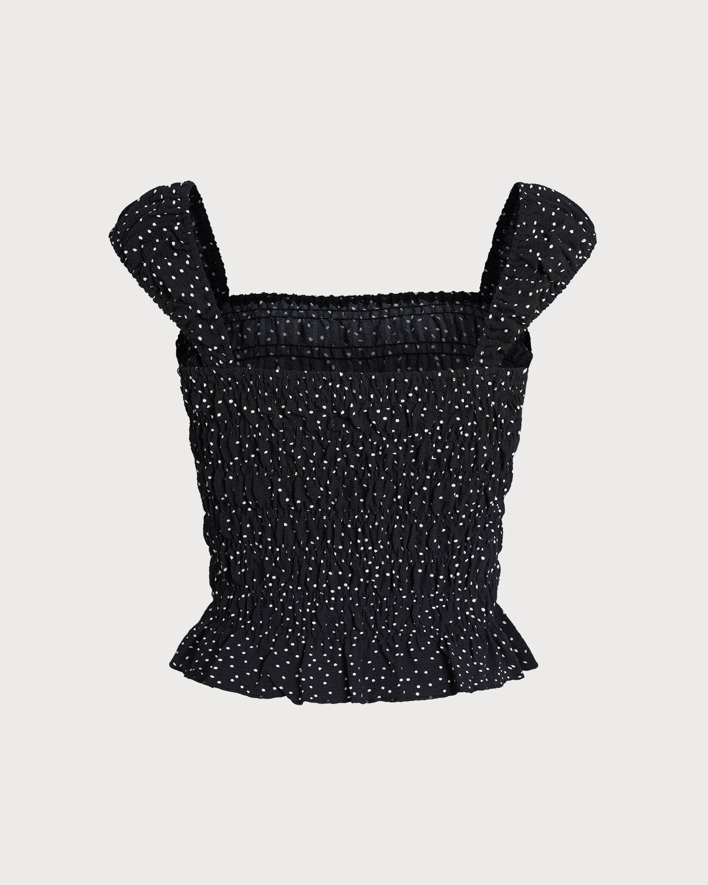 Black Square Neck Polka Dot Tank Top