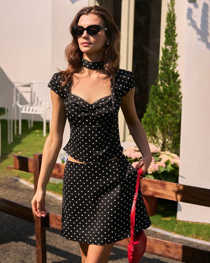 Black Polka Dot Tie Tee