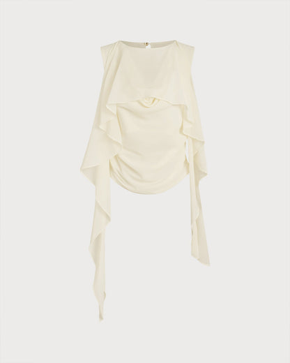 Apricot Round Neck Ruched Tee