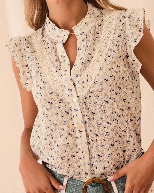 Apricot Polka Dot Ruffled Blouse