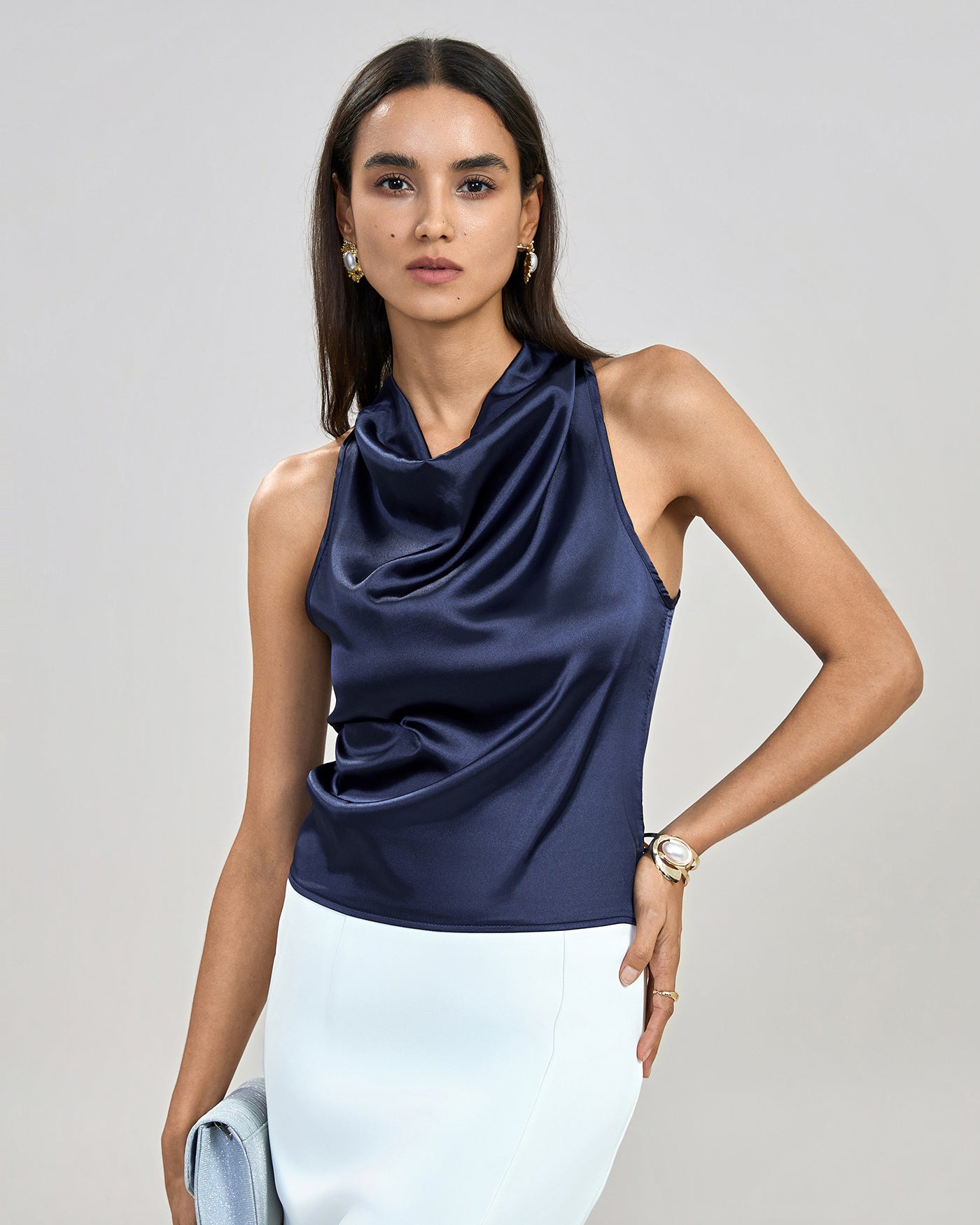 Blue Halter Tie Tank Top