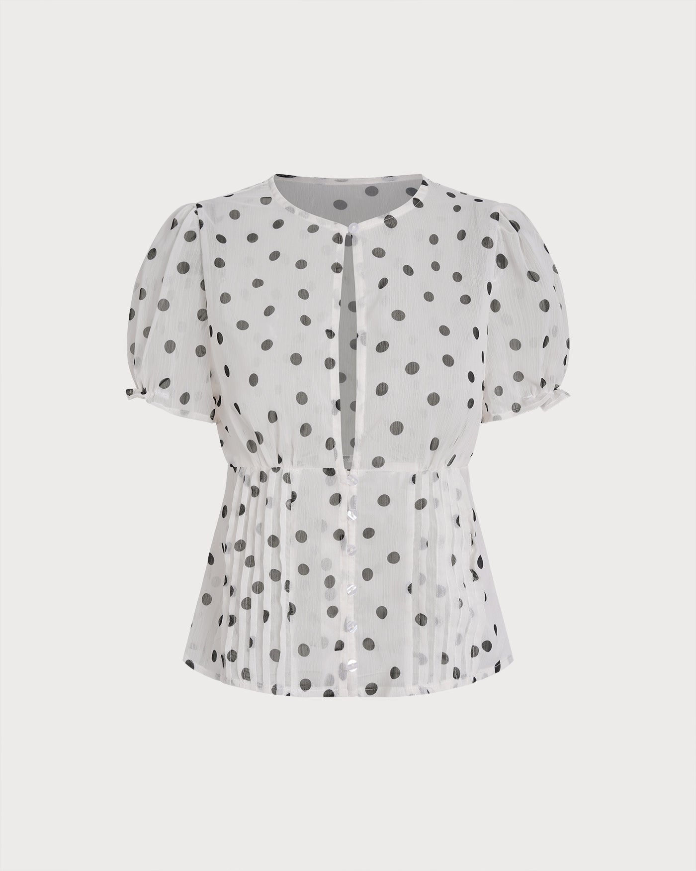 Off White Polka Dot Puffed Sleeve Tee