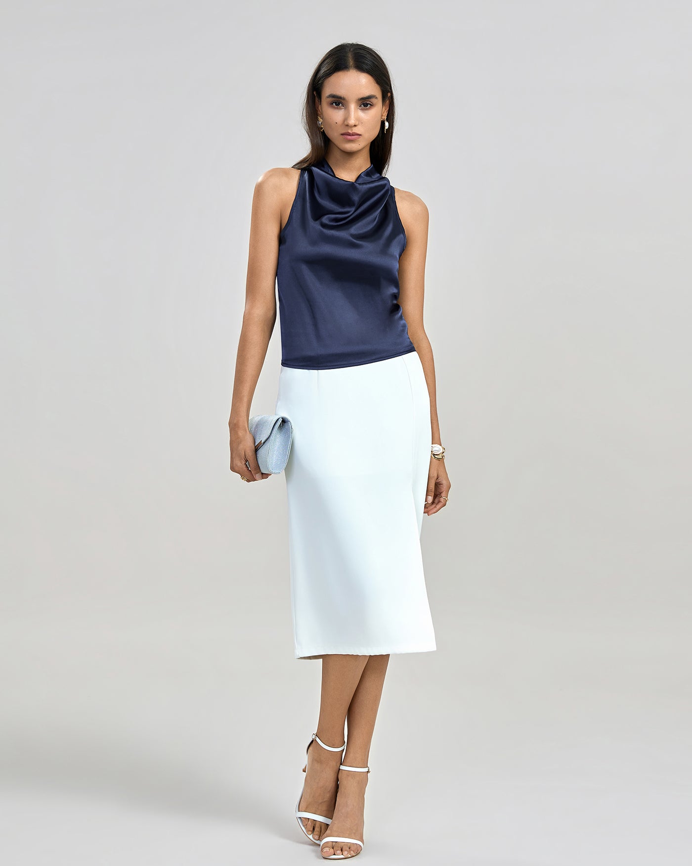 Blue Halter Tie Tank Top
