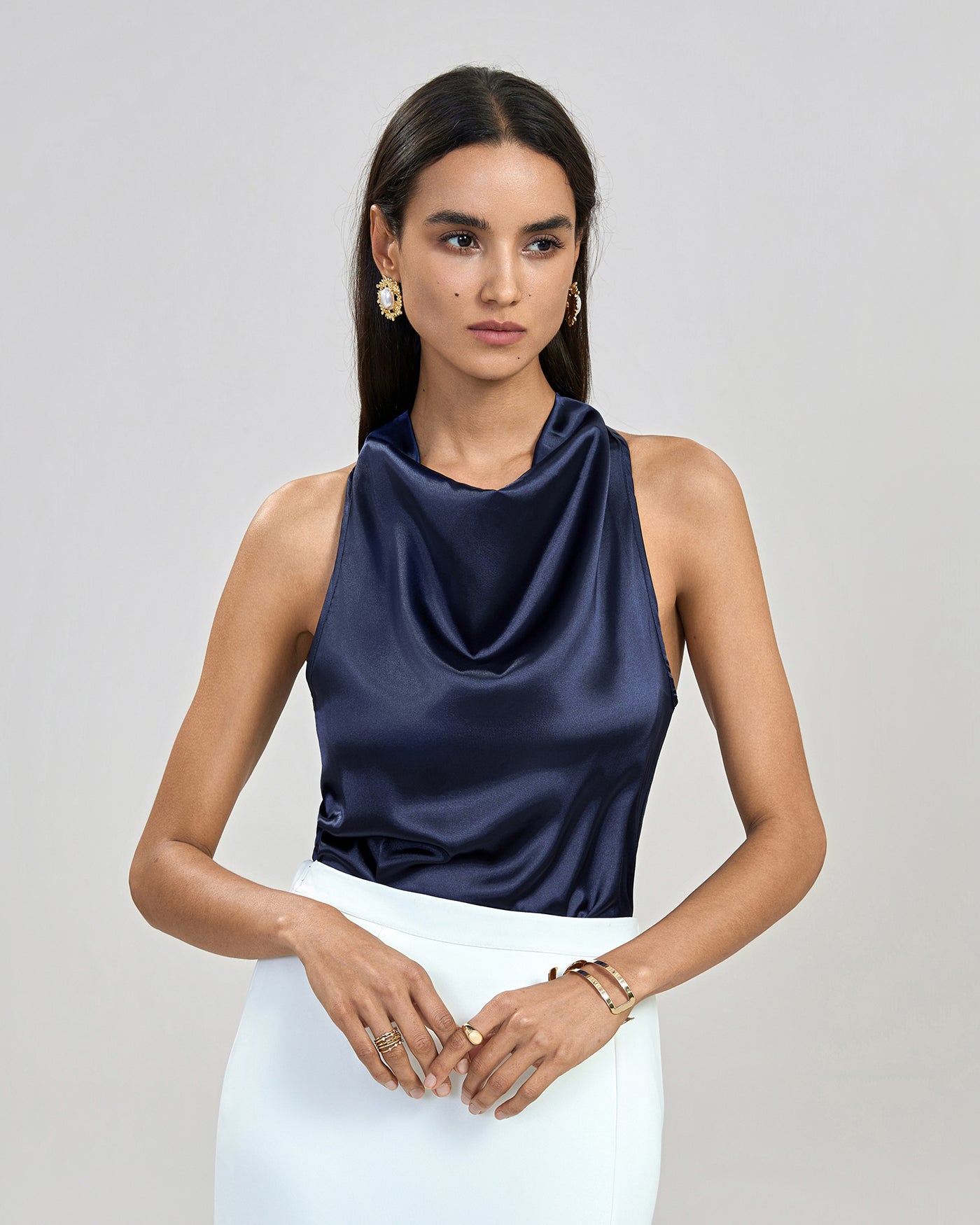 Blue Halter Tie Tank Top