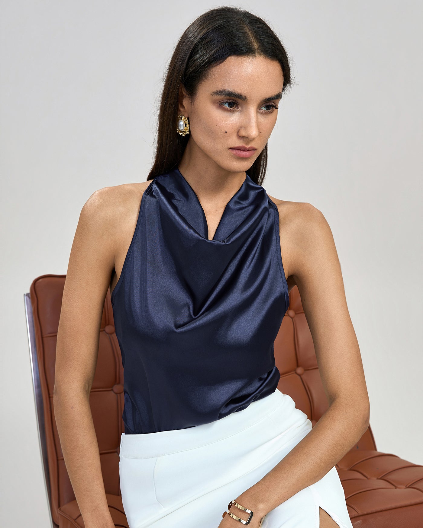 Blue Halter Tie Tank Top