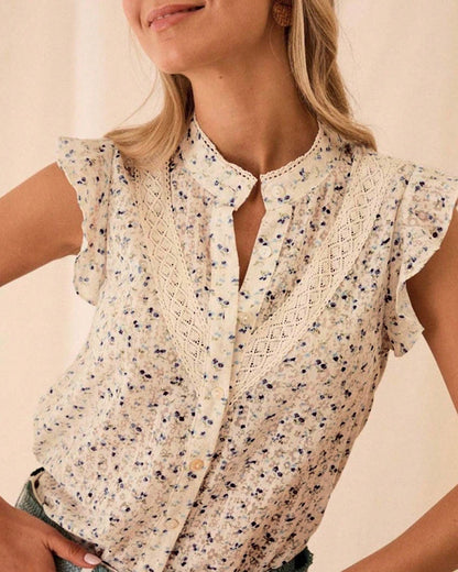 Apricot Polka Dot Ruffled Blouse